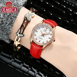 OLMECA бренд Для женщин часы модные кожаные Наручные часы Для женщин часы женские часы Mujer; Bayan коль Saati Montre Feminino