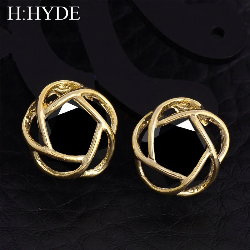 H:HYDE оптовая продажа модные серьги гвоздики серебряного цвета с полым кубическим