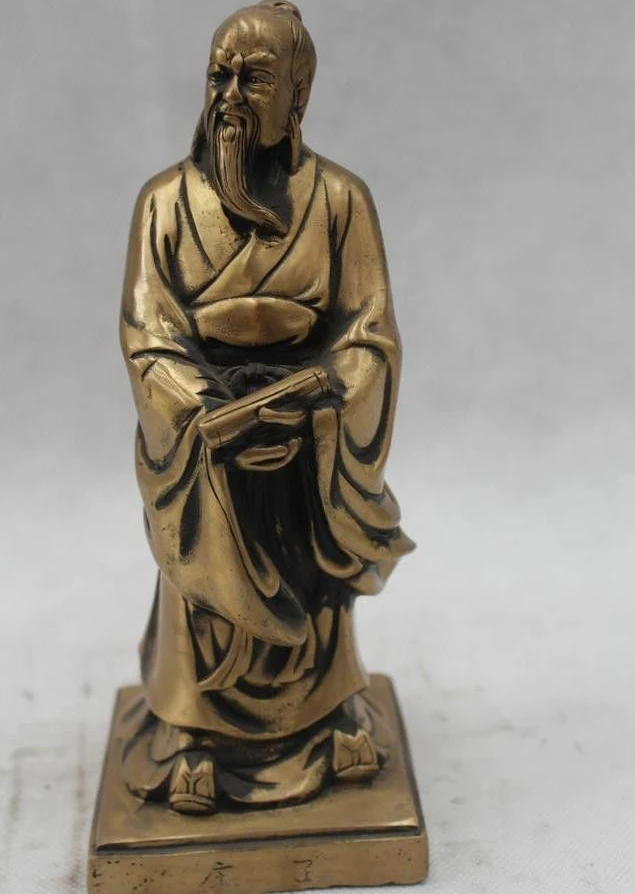 ZCD 8"Chinese Folk Pure Bronze excellent famous Thinker litterateur