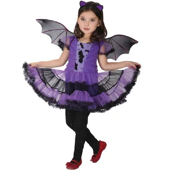 

Kids Batman Batgirl Cosplay Costume for Girls with Wing Children Halloween Christmas Dance Costume