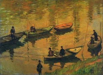 

High quality Oil painting Canvas Reproductions Anglers on the Seine at Poissy (1882) By Claude Monet hand painted