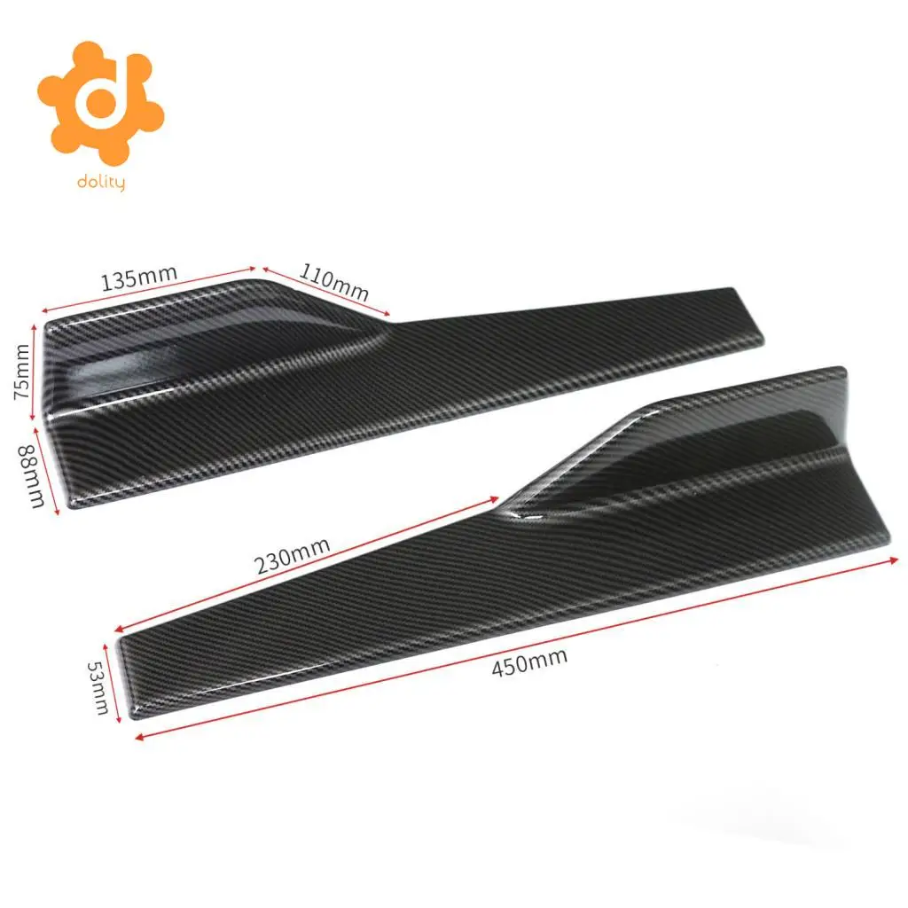 2pcs 45cm Car Sedan Side Skirts Strake Extension Splitter Moulding Universal