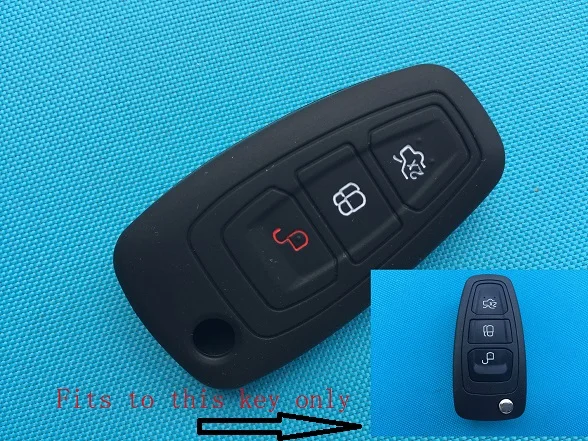 Силиконовый чехол для ключей для Ford Focus 3 MK3 4 MK4 Fiesta Kuga Escape Ecosport Fob чехол 3 кнопки откидной складной дистанционный ключ - Название цвета: Black