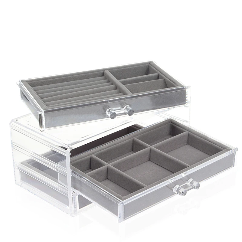 Акриловый ящик для украшений органайзер коробка 3 слойных ожерелий хранение