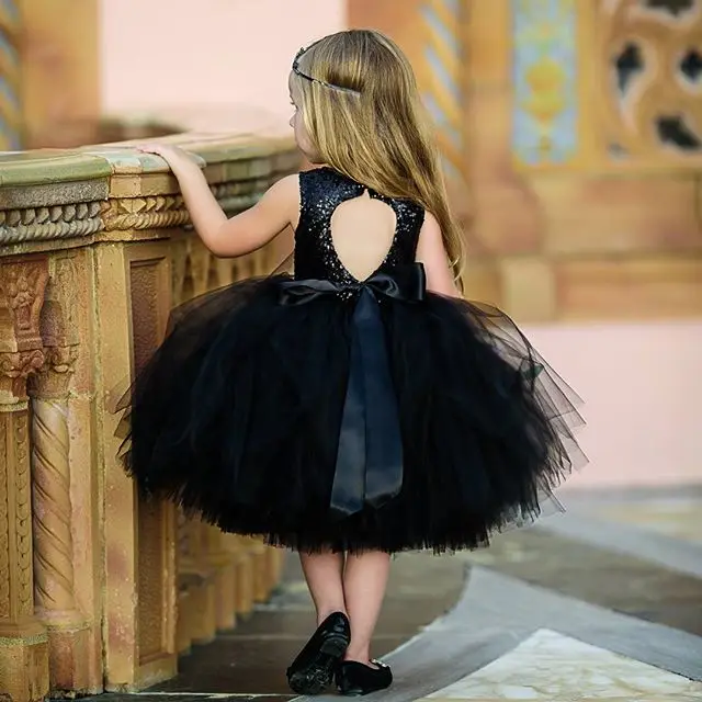 Sequins Kids Babys Girls Clothes Sleeveless Lace Flower Dress Tutu Party Dress Backless Bridesmaid Dresses Kid Baby Girl Clothes