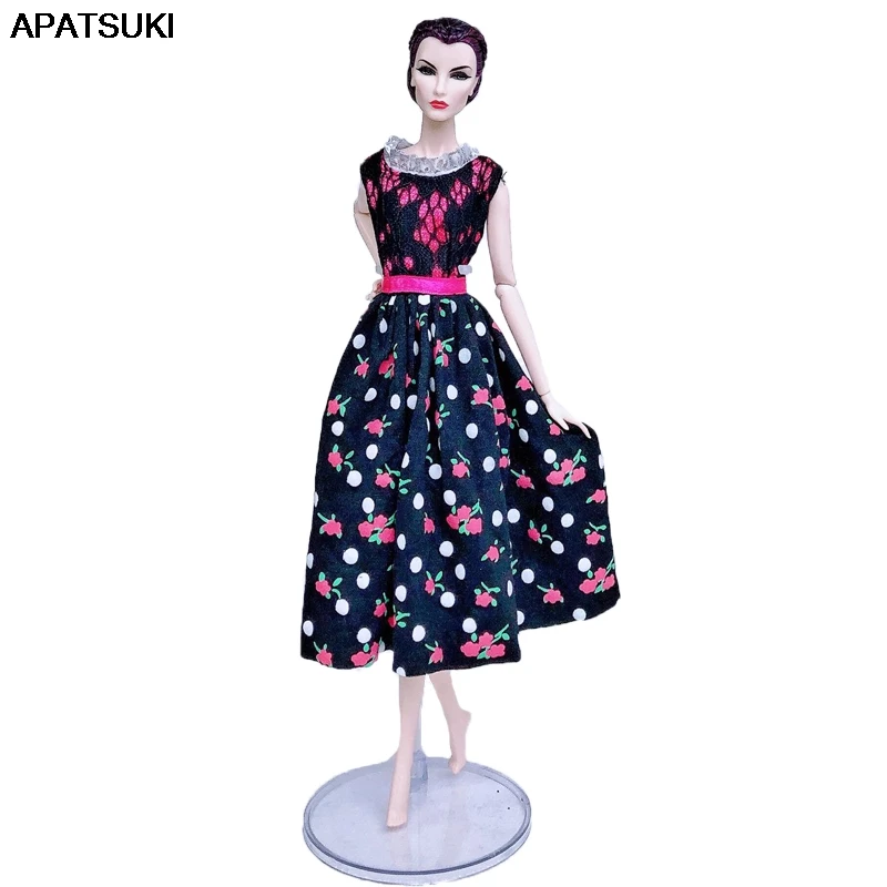 

Black Floral Countryside Fashion Doll Clothes For Barbie Doll Dress Outfits Party Gown 1/6 Dolls Accessories Kids Child Gift