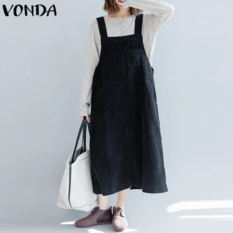 VONDA/платье для беременных г. осенние повседневные свободные длинные платья до середины икры, с карманами, на бретельках женский сексуальный сарафан без рукавов, Vestido