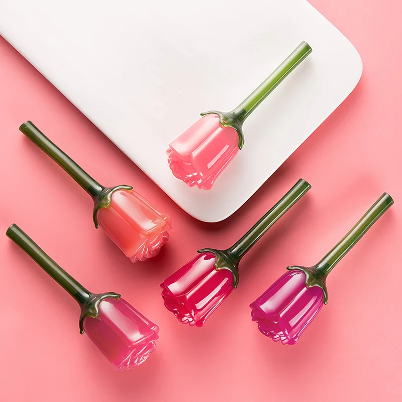 

Rose Shape Moisturizing Lip Glaze Long Lasting Non Stick Cup Cosmetics @ME88