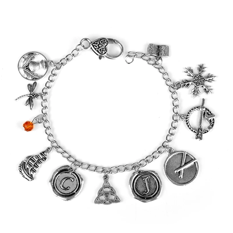

Charm Bracelet Outlander Themed Bracelet Scottish Thistle Irish Scotland's Sassenach Handmade Links Chain for girl Wristlet