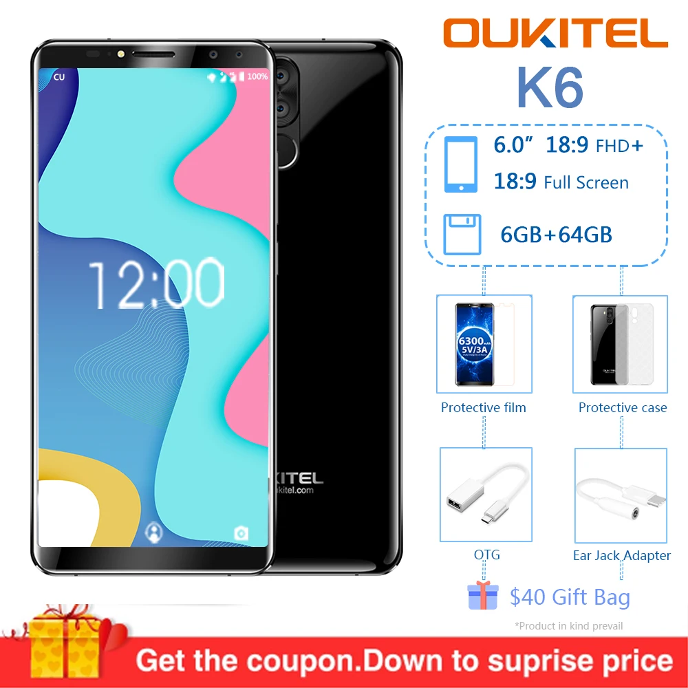 Original Oukitel K6 Face ID Smartphone 6300mAh 6.0\ Original Oukitel K6 Face ID Smartphone 6300mAh 6.0\