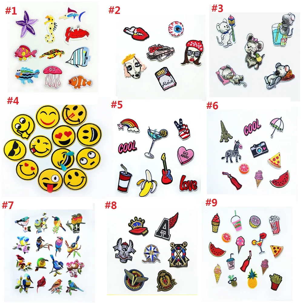 

1 set the world turtle/fish/animal patches embroidered fabric Iron-on or Sew-on cartoon sticker patches/badges for kids clothing