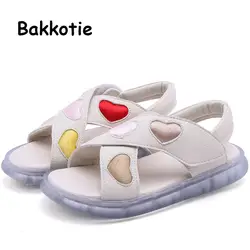 Bakkotie/2019 г. Новые летние модные легкие сандалии для девочек мягкие модельные туфли из ПВХ для детей милые мягкие повседневные сандалии для