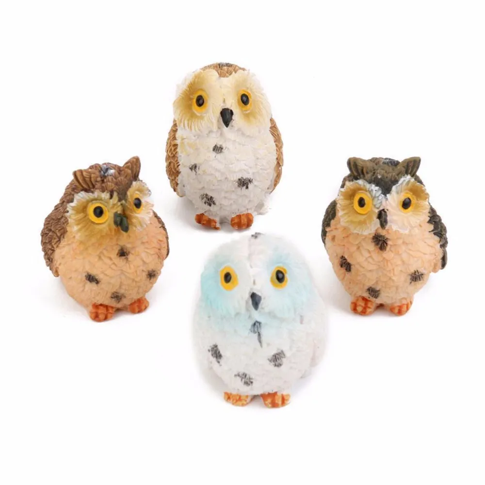 

Moss Terrarium Decor Cute Owls Animal Resin Miniatures Figurine Craft Bonsai Pots Home Fairy Garden Ornament Decoration