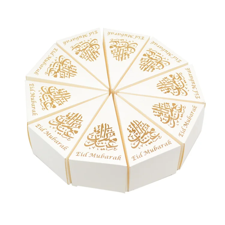 Eid Mubarak пожеланий лазерная резка три угла маленький торт коробки - Цвет: beige pearl