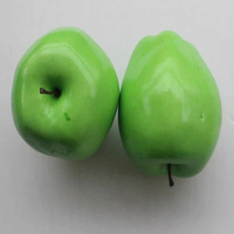 100 pcs Decorative Large Artificial Green Apple Plastic Fruits Home