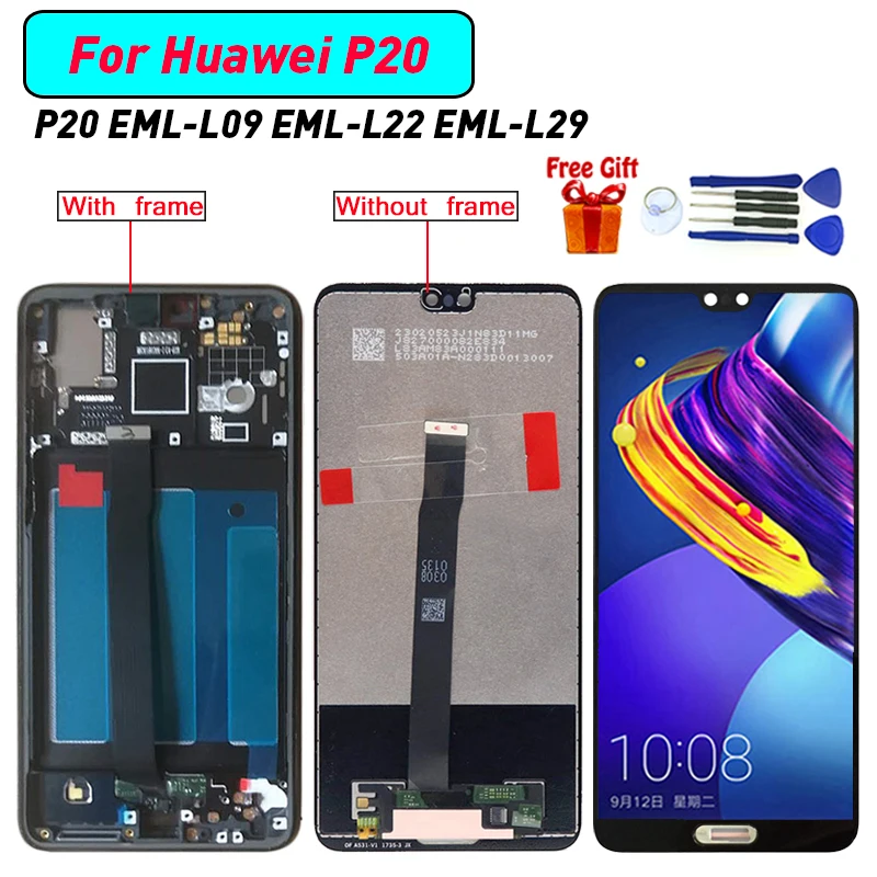 

For Huawei P20 LCD Display+Touch Screen 100% New Digitizer Replacement Assembly LCD Display For Huawei P20 P 20 5.8inch +Tools