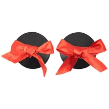 Для женщин сексуальный лук соски крышка искусственная кожа страсти флирт груди Boob клейкие ленты Фетиш наклейки на соски Чехлы для мангала дам