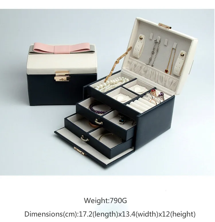 Japanese Style bowknot jewelry box jewelry collection box with lock wedding gifts for girlfriend's birthday jewelry organizer