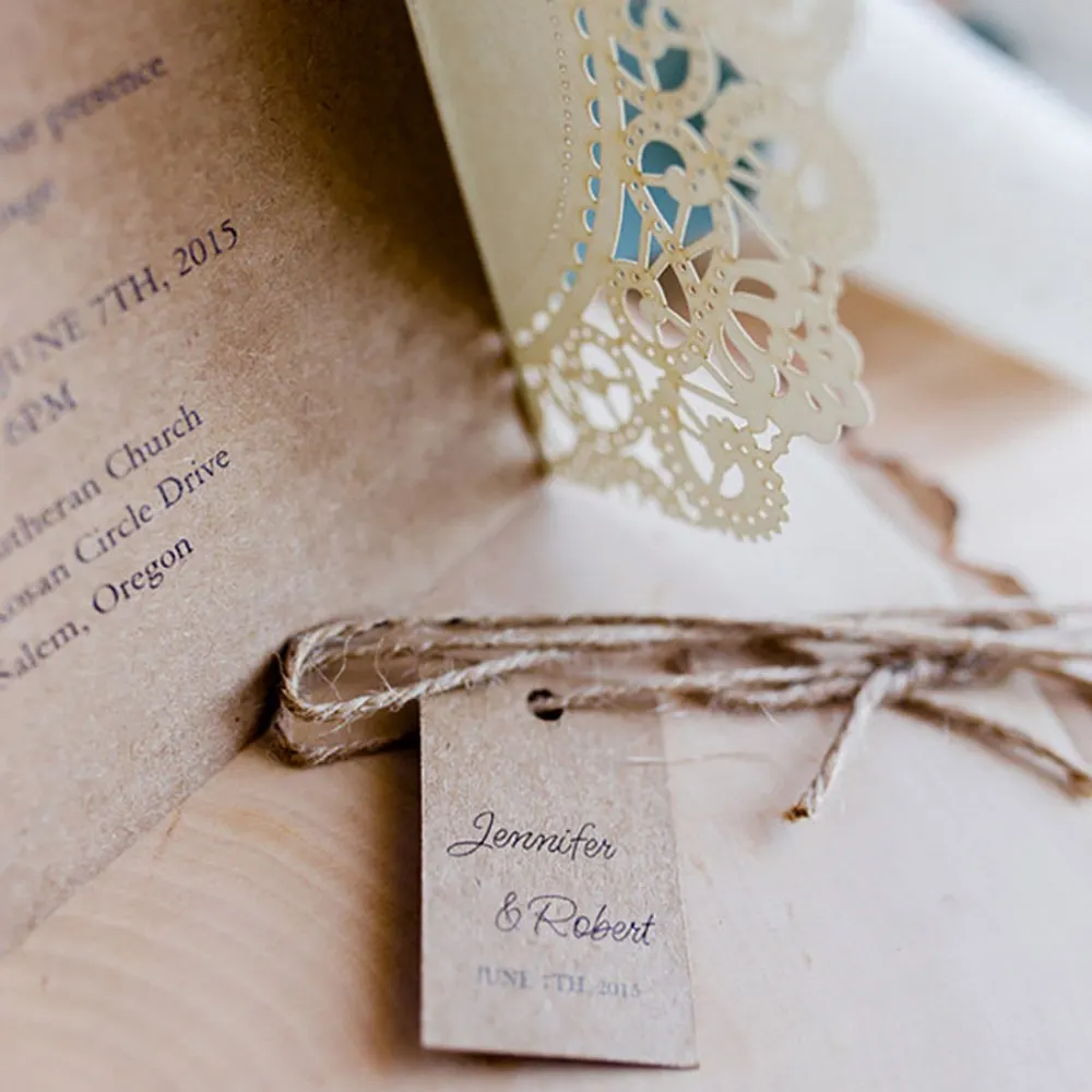  50Pcs Laser Cut Wedding Invitations Vintage Wedding invitations Card Kit Cards +Tags Greeting Card  - 33050019852