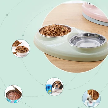 

1PC Dog Double Feeder Drinking Bowls Stainless Steel Non-slip Pet Bowls Dog Food Double Bowl Pet Cat Feeder Supplies 29