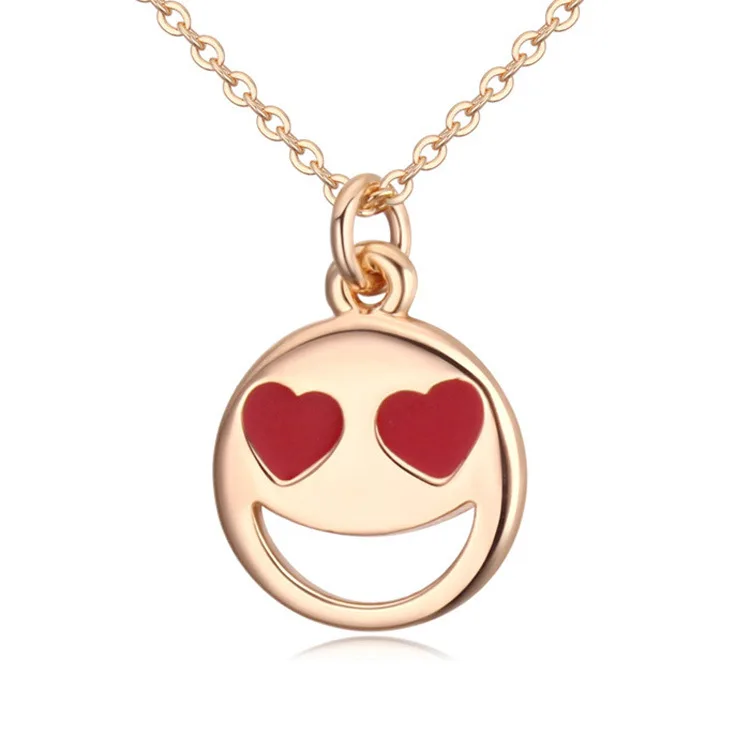 Buy 2016 Medium Emoji Smile Face Lovestruck Necklace 10mm Pendant with Red