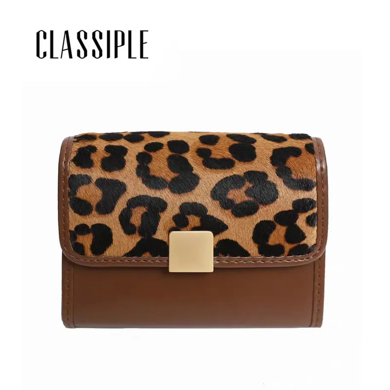 

Small Ladies Card Holder Hasp Women Card Wallet 2019 Newest Horse Hair Leopard Ins Hot Sale Womens Short Purses High Capacity