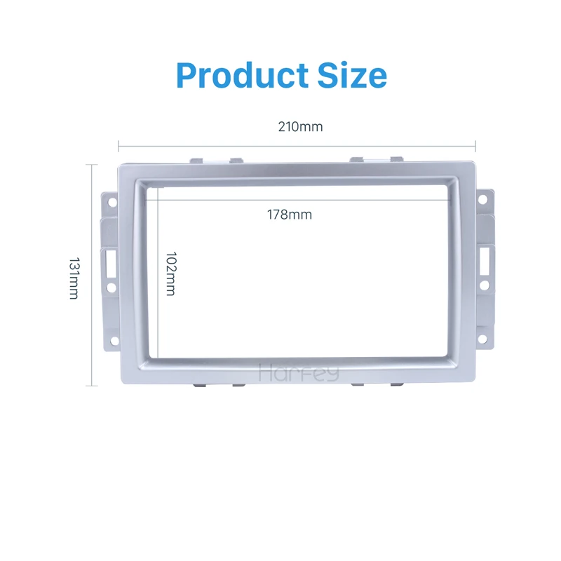 Harfey стерео 2DIN рамка Крышка фасции отделка комплект для CHRYSLER 300C 2005 2006 2007 окруженный 173*98/178*100/178*102 мм серебро