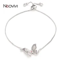 Neovivi красивый браслет бабочка Многоцветный Цирконий Шарм Браслеты с животными для женщин Девушка ювелирные изделия Модные Милые Браслеты "сделай сам"
