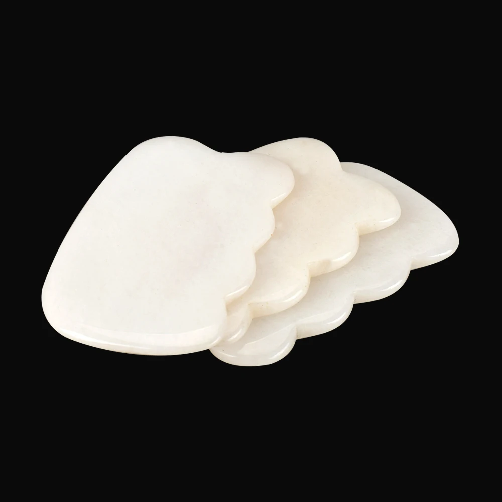 Natural White Jade Guasha Comb Tool Crystal Energy Stone Acupuncture Scraping Massage healing for Body Back Neck SPA Health Care