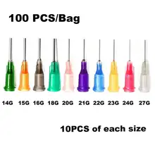 Syringe Dispensing Needles With Luer Lock 14G,15G,16G,18G,20G,21G,22G,23G,25G,27G Blunt Tip 0.5'' (0.5inch Length),100 PCS/Bag tt 14g 27g 1000pcs bag dispensing needles blunt glue liquid dispenser dispensing needle plastic tapered tips