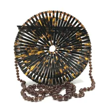 Модный бренд, европейский и американский стиль, акриловая круглая ручная сумка на плечо, Пляжная, праздничная, открытая, с ремешком из бисера, круговая сумка