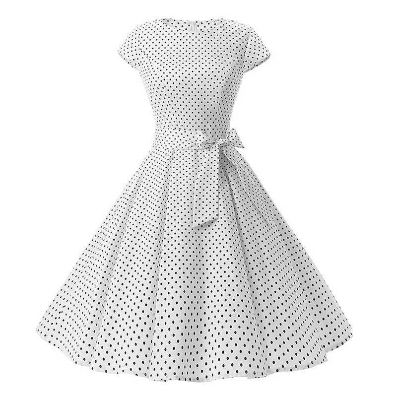 Для женщин халат свободное платье в стиле ретро; в стиле пин-ап Винтаж 1950s рокабилли в горошек летние женские платья для Элегантная туника Vestidos