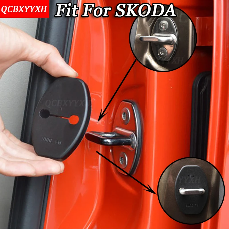 Для Skoda Octavia Fabia Surpeb Repid йети Kodiaq 2012- QCBXYYXH автомобиль-Стайлинг Пластик 4 шт./компл. автомобилей Дверные замки Защитная крышка
