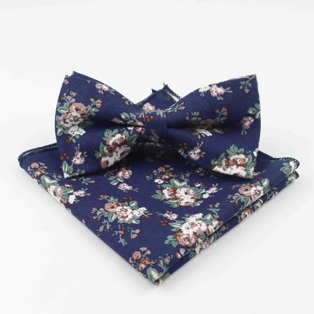 Розовый узкий галстук-бабочка платок Набор хлопковый текстильный цветок Пейсли бабочка карман квадратный с цветочным принтом классические узкие галстуки - Цвет: 1