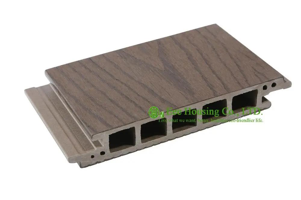 Wood plastic composite decking boards, hollow core composite decking