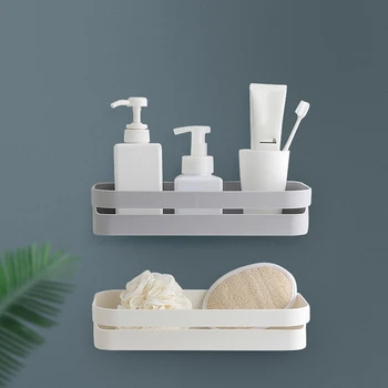 

Feiqiong Plastic Toilet Shelf Free Punch Wall Storage Rack Bathromm Accessories Rectangular Seamless Bathroom Shelf Supplies