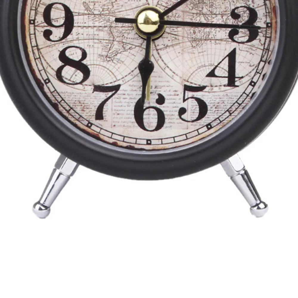  Vintage Retro Silent Pointer Alarm Clock Dual Bell Loud Desk Table Digital Clocks Bedside Night Lig