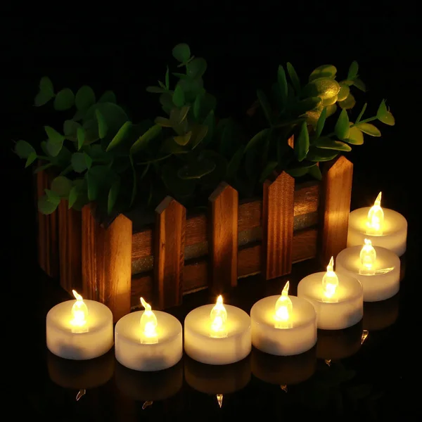 Упаковка из 12 Чайные свечи светодиодные Чайные светильники 12 беспламенных свечей Янтарный Желтый светящийся мигание мерцающий свет для Windows батареи свечи - Цвет: warm white flicker