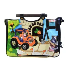 Women Braccialini Style Famous Italy Designer Shoulder Bag Handbag Fairy Tale Pasture Pattern Black Tote Purse Pack Bag