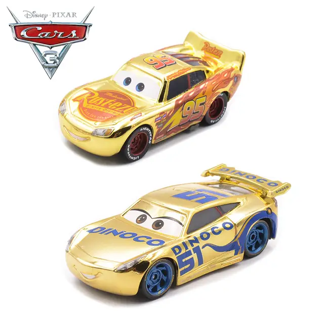 Newest Disney Pixar Cars 3 Metal Car Toy Golden Lightning Mcqueen