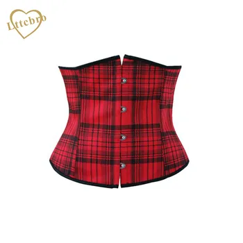 

Red Plaid Underbust Corset Top School Girl Cosplay Burlesque Sexy Gothic Waist Corsets Bustier Waist Cincher Trainer