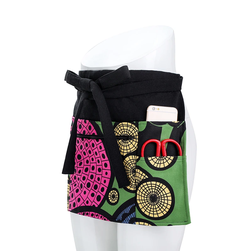 Multi Pocket Apron for Women Floral Half Apron with Zipper Pocket ...