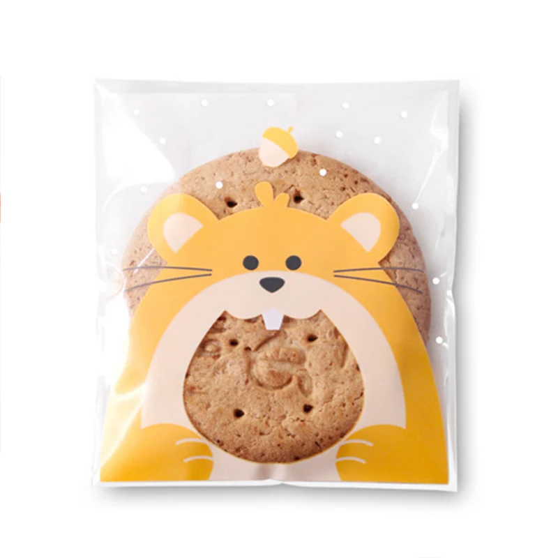 100Pcs Cartoon Rat Pig Cat Gift Bag Cookie Party Goodie Bags Present Packing Favors Cake Bonbonniere For Sweets Candy Packaging