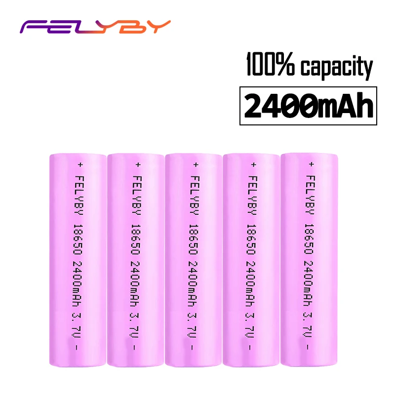 

Free Shipping!FELYBY 1-5pcs 3.7V 2400mAh Li-ion 18650 Nicd Lithium Rechargeable Battery for Flashlight Charging Batteries