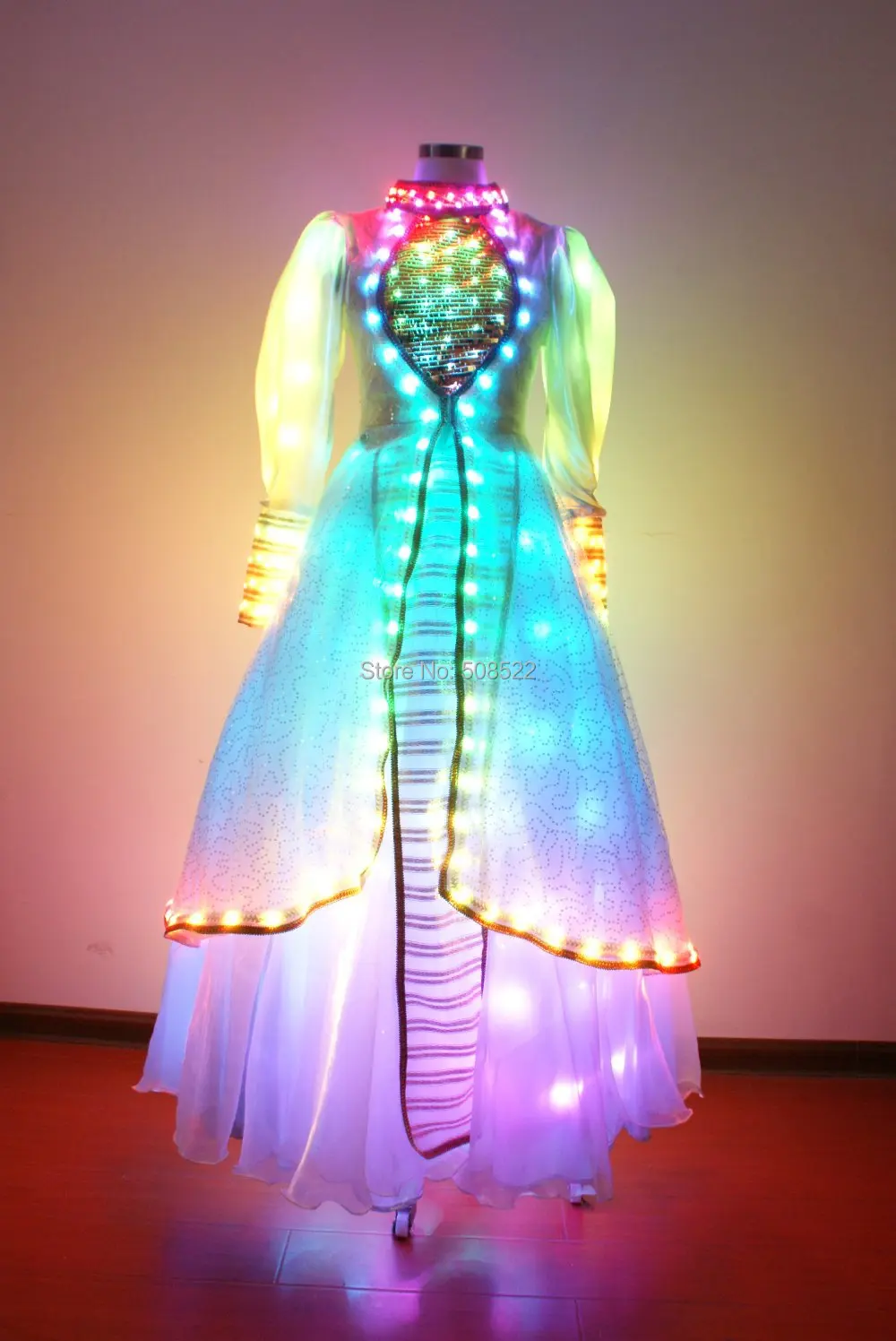 LED svítící jeviště Světelné kostýmy Světelné emise LED dlouhé večerní šaty svatební šaty TC-32