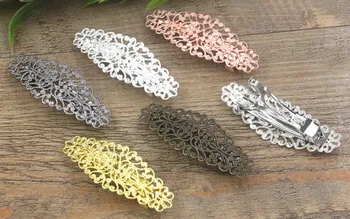 

28*56mm Retro French Clip Barrettes Filigree Flower For DIY Girls Children Bow Hairgrips Hair Clip Hair Accessories Multi-color