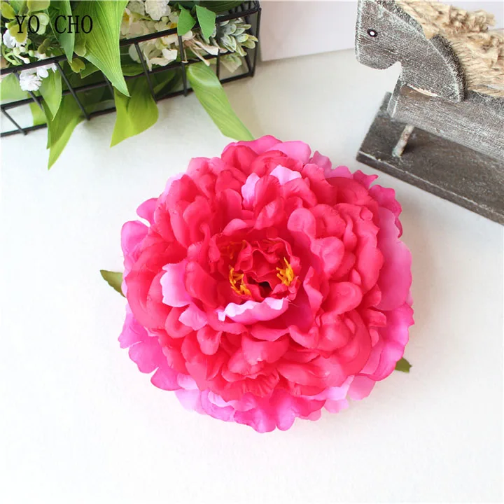 Artificial Peony Flower Head Silk Rose Wedding Wreaths White Pink Blue Fake Flowers Big Flower Heads (8)_