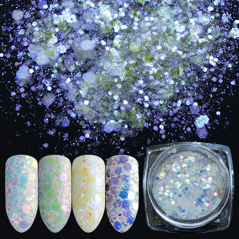 1 шт блеск для ногтей порошок Русалка цвет пыль блестка хром пигментные наконечники для ногтей блестящие, дизайн ногтей Декор SADT01-12