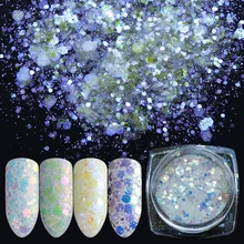 1 шт блеск для ногтей порошок Русалка цвет пыль блестка хром пигментные наконечники для ногтей блестящие, дизайн ногтей Декор SADT01-12