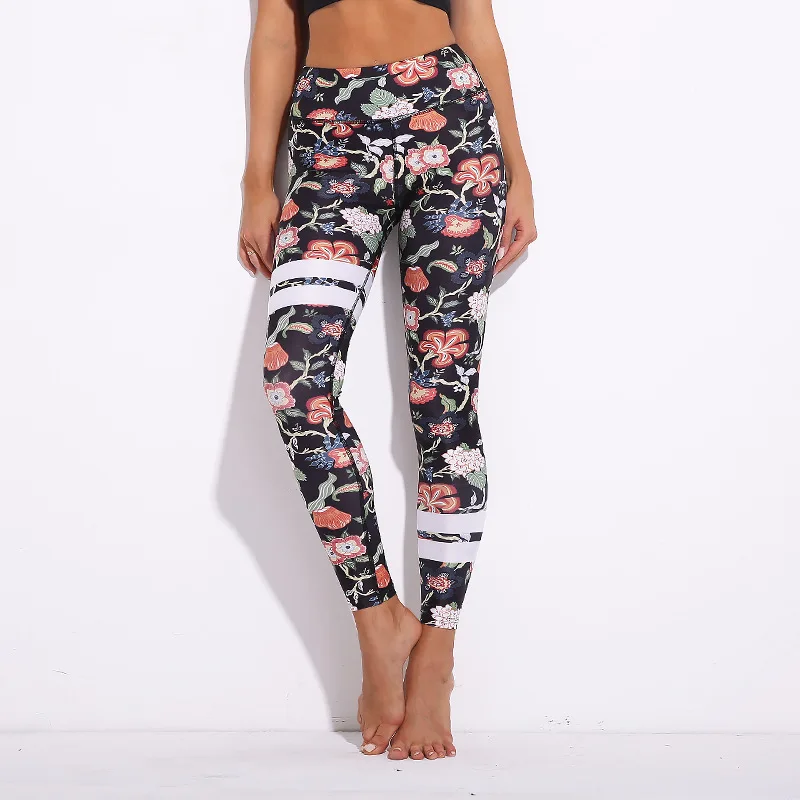 

Women Compression Running Tights Women Printed Flower Athletic Leggings Fitness Clothing Activewear Legins Sport Training Pants